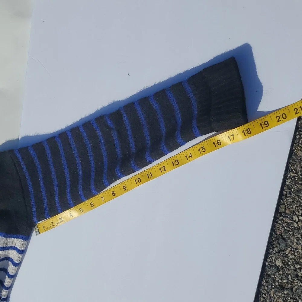 Derek Lam IOC Athleta Cashmere Black and Blue Striped Crewneck Sweater Small